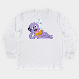 Octopus Reading Book Kids Long Sleeve T-Shirt